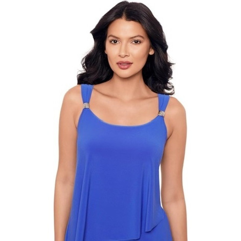 Miraclesuit Dazzle Delphine Blue Tankini Top Slimming Swimwear Women 16 NEW $130